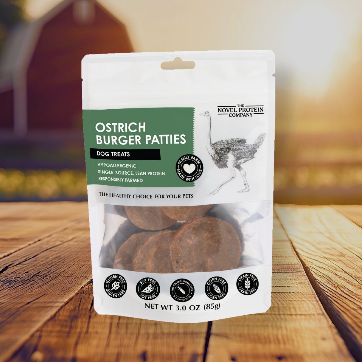 The Novel Protein Company Ostrich Burger Patties, Farm-To-Bowl