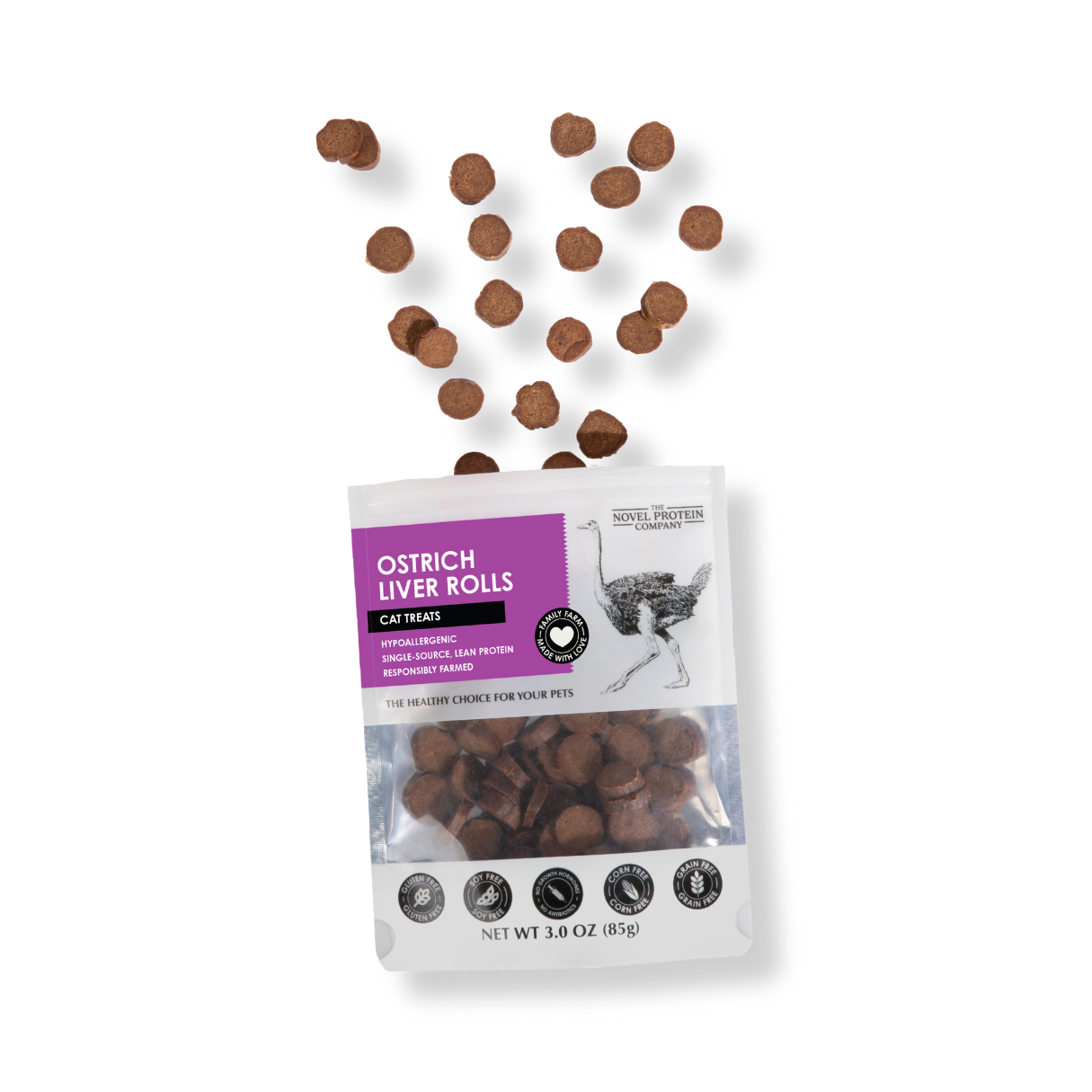 The Novel Protein Company Ostrich Liver Roll Cat Treats