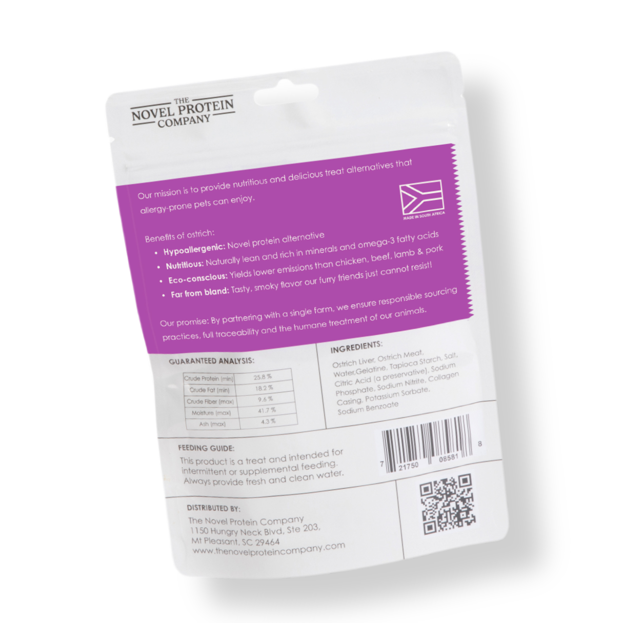 The Novel Protein Company Ostrich Liver Roll Ingredients