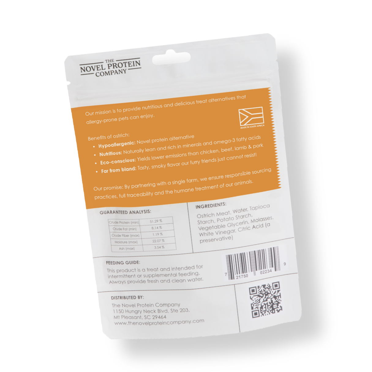 The Novel Protein Company Ostrich Meaty Treats Ingredients